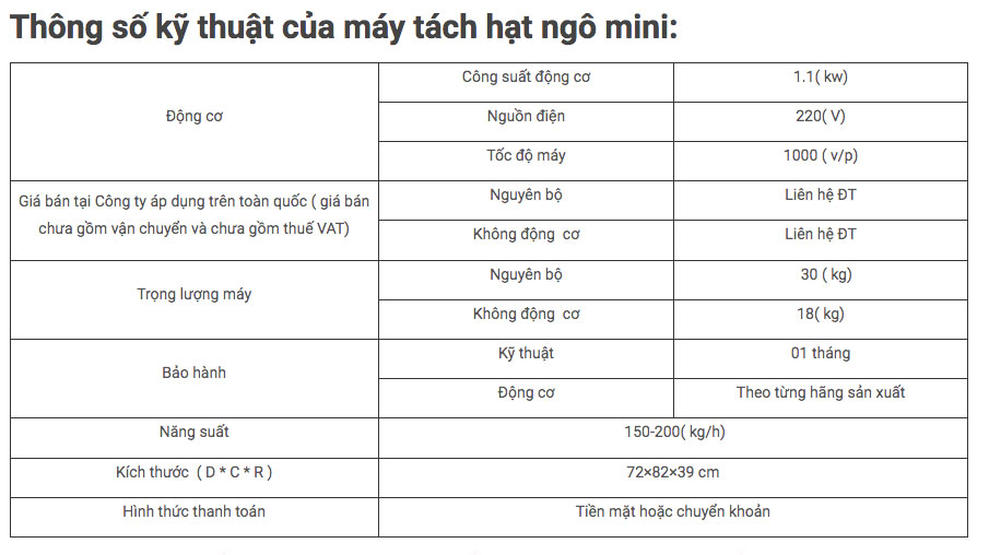 MÁY TÁCH HẠT NGÔ MINI DUY HUYỀN