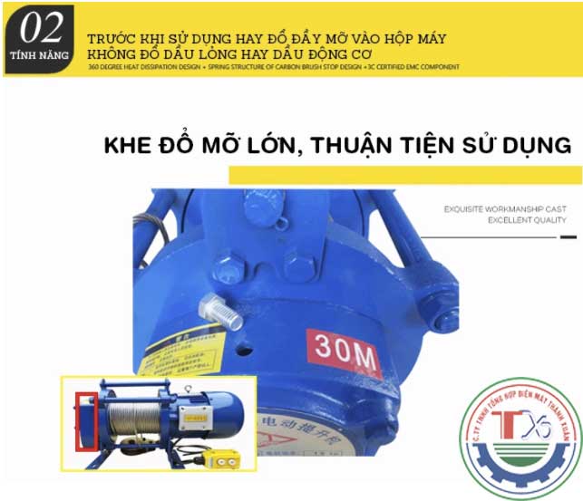 Tời mặt đất SHUANG GE 1000kg - 2000kg/380v/60m