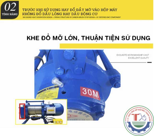 Tời mặt đất SHUANG GE 500kg - 1000kg/380v/60m