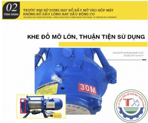 Tời mặt đất SHUANG GE 1000kg - 2000kg/380v/100m