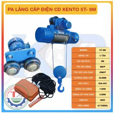 Pa lăng cáp điện CD 5 tấn 9m