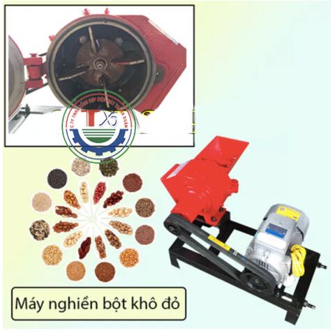 Máy nghiền bột khô gang đỏ motor 3kw